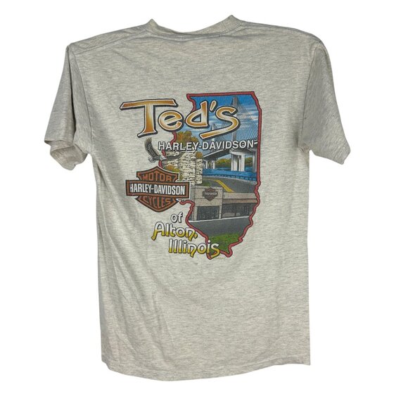 Harley Davidson 2004 Alton Illinois Graphic Tee Adult Small Beige Vintage - Picture 7 of 13